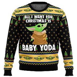 Baby Yoda All I Want Mandalorion Star Wars Ugly Christmas Sweater ANA2207