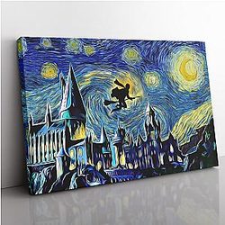 Harry Potter Starry Night Hogwarts Canvas Print Wall Art ANA2207
