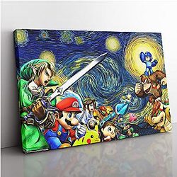 Smash Bros Starry Night Canvas Print Wall Art ANA2207