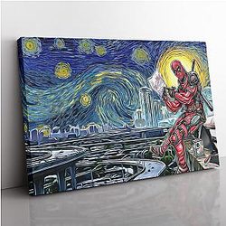 Deadpool Starry Night Canvas Print Wall Art ANA2207