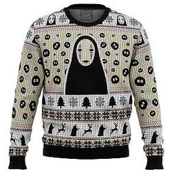 No Face and Soot Sprites Spirited Away Studio Ghibli Ugly Christmas Sweater ANA2207