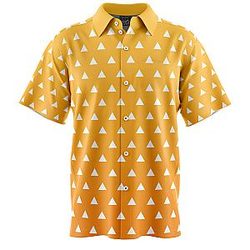 Zenitsu Agatsuma Demon Slayer Short Sleeve Button Down Shirt ANA2207