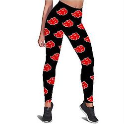Naruto Leggings - Akatsuki Red cloud Pattern Printed High Waist Elasticity Legging