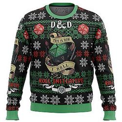 Roll Initiative Dungeons &amp; Dragons Ugly Christmas Sweater ANA2207