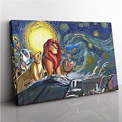 Lion King Starry Night Canvas Print Wall Art ANA2207