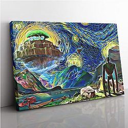 Castle in the Sky Starry Night Studio Ghibli Canvas Print Wall Art ANA2207