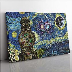 Zelda Majora's Mask Starry Night Clock Town Canvas Print Wall Art ANA2207