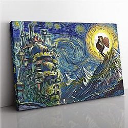 Howl's Moving Castle Starry Night Studio Ghibli Canvas Print Wall Art ANA2207