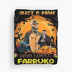 Just a man who loves Farruko and Halloween Duvet Cover