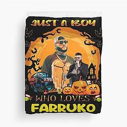 A Boy Who Loves Farruko and Halloween Duvet Cover