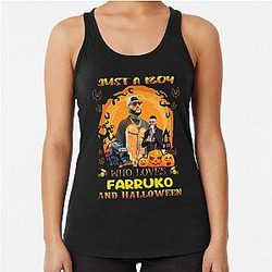 Just a Boy who loves Farruku and Halloween Racerback Tank Top