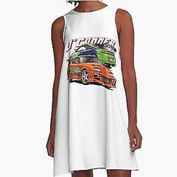 Supra Mk IV _amp_ Eclipse Gs - Fast And Furious A-Line Dress
