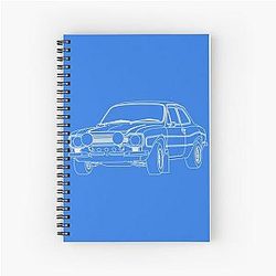 1970 Ford Escort RS2000 Fast and Furious Paul Walker's car White Outline no fill. Spiral Notebook