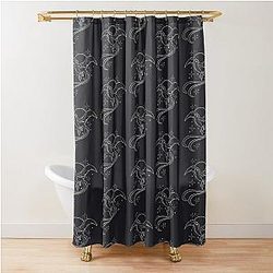 FFXIV - Starbird (White Lineart) Shower Curtain