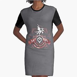 FFXIV Dancer - Technical Step (Red & White) Graphic T-Shirt Dress