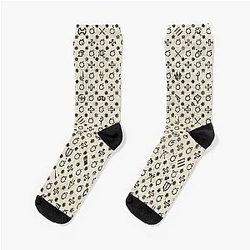 FFXIV Job Icons [inky distressed black on parchment patternsticker set] Socks