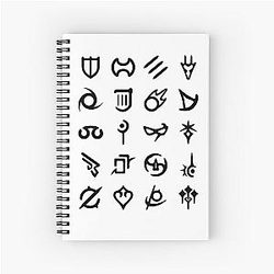 FFXIV Job Icons [clean black patternsticker set] Spiral Notebook