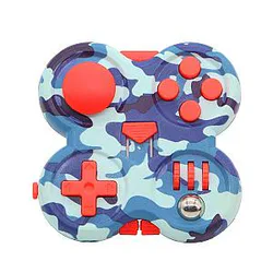Camouflage Blue Fidget Pad Controller 12 Features for Stress Relief