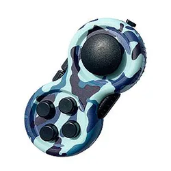 Camouflage Blue Fidget Pad Controller 8 Features for Stress Relief