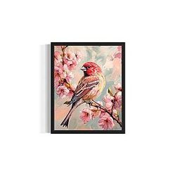 House Finch Wall Art Print Posters Floral Bird Tree Branch Nature Decor 157B (11x14 inches, Unframed)