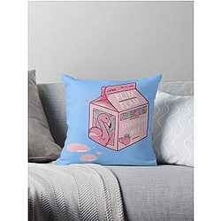 Flim Flam Strawberry Milk Carton Throw Pillow