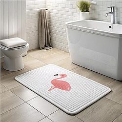 Flamingo - Family Friendly but Chaotic Humor Flamingo Bath Mats