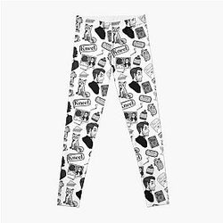 Fleabag (Pheobe Waller Bridge) + Hot Priest Surface Design Repeat Pattern (schwarze und weiße Version) Leggings