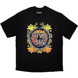 Fleetwood Mac T-shirt - Men's Fleetwood Mac Circle Floral Logo Oversized Boxy Tee Vintage T-Shirt Black