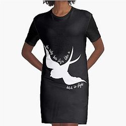 She Rules Her Life Like a Bird in Flight , Fleetwood Mac, Gypsy , Boho , Stevie Nicks , Rhiannon T-Shirt, Life is a Bird Graphic T-Shirt Dress