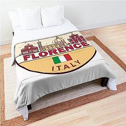 Florence Italy City Skyline Emblem Comforter