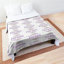 Purple Flower Florence Name Label Comforter