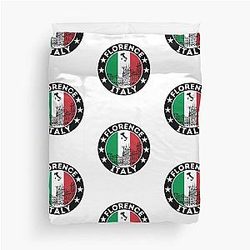 Florence City Skyline, Italian Flag Duvet Cover