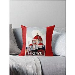 Florence Firenze 1920s Italian travel ad, duomo Throw Pillow