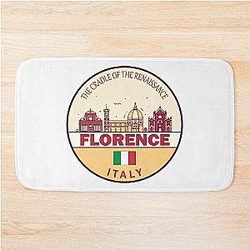Florence Italy City Skyline Emblem Bath Mat