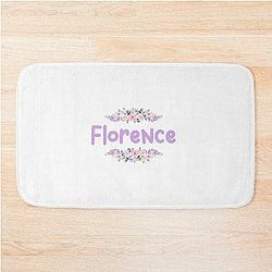 Purple Flower Florence Name Label Bath Mat