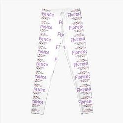 Purple Flower Florence Name Label Leggings