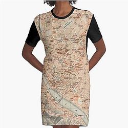 Vintage Map of Florence Italy (1895) Graphic T-Shirt Dress