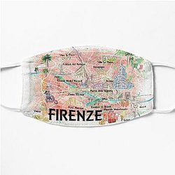 Florence Italy Illustrated Map with Roads Landmarks and Highlights Flat Mask