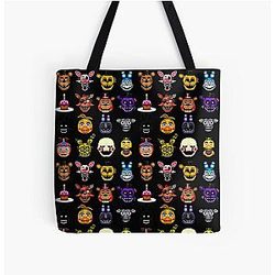 Five Nights at Freddy's Bags - Five Nights at Freddy's - Pixel art - Multiple Characters All Over Print Tote Bag
