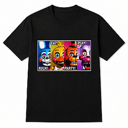 Rock Eat Party Play Quad Panels LA2407 Five Nights at Freddy's T-Shirts