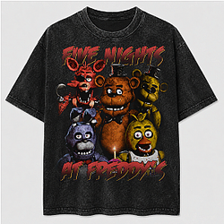 Vintage 90s Bootleg Style Five Nights at Freddy's Washed T-Shirt Five Nights at Freddy's T-Shirts