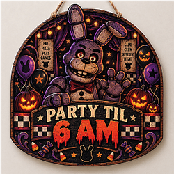 Party Til 6AM FNAF Halloween Wood Sign NTT089 Five Nights at Freddy's Decoration