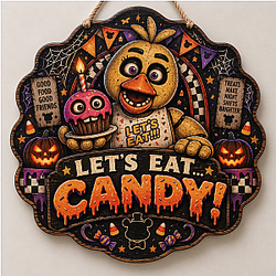 Let's Eat Candy FNAF Halloween Wood Sign NTT089 Five Nights at Freddy's Decoration