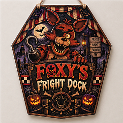 Foxy's Right Dock FNAF Halloween Wood Sign NTT089 Five Nights at Freddy's Decoration