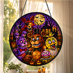 [Exclusive] FNAF Haunted Night Halloween Stained Glass NTMD1109 Five Nights at Freddy's Suncatcher 