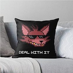 Five Nights at Freddy's Pillows - Five Nights at Freddy's - FNAF - Foxy - Deal With It (White Font) Throw Pillow Cover