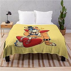 Five Nights at Freddy's Blanket - Glamrock Freddy and Gregory FNAF Security Breach Throw Blanket