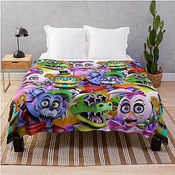 Five Nights at Freddy's Blanket - Glamrock Freddy/Glamrock Chica/Montgomery Gator/Roxanne Wolf, Throw Blanket