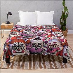 Five Nights at Freddy's Blanket - Circus Baby/Funtime Freddy/Funtime Foxy Throw Blanket