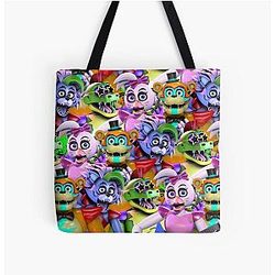 Five Nights at Freddy's Bags - Glamrock Freddy/Glamrock Chica/Montgomery Gator/Roxanne Wolf, All Over Print Tote Bag